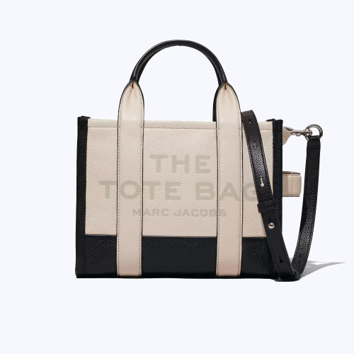 Marc Jacobs The Leather Colorblock Small Tote Bag Ivory Multi