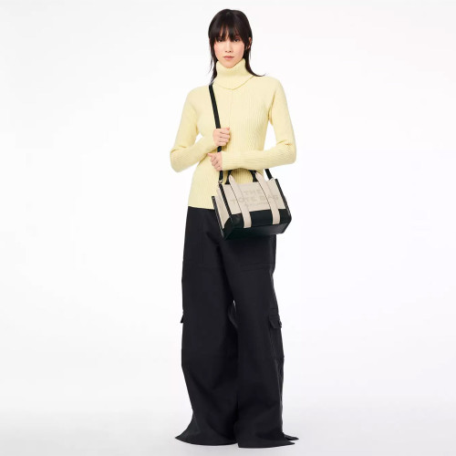 Marc Jacobs The Leather Colorblock Small Tote Bag Ivory Multi