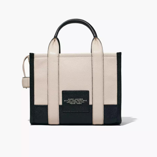 Marc Jacobs The Leather Colorblock Small Tote Bag Ivory Multi