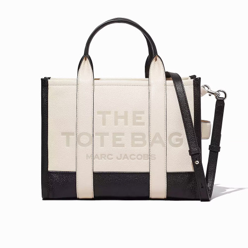 Marc Jacobs The Leather Colorblock Medium Tote Bag Ivory Multi