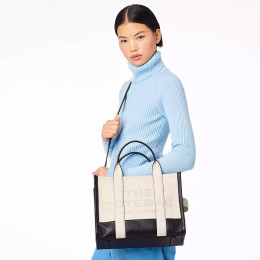 Marc Jacobs The Leather Colorblock Medium Tote Bag Ivory Multi