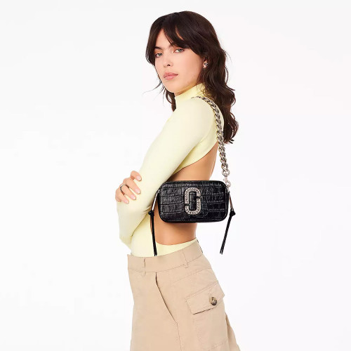 Marc Jacobs The Croc-Embossed Snapshot Black