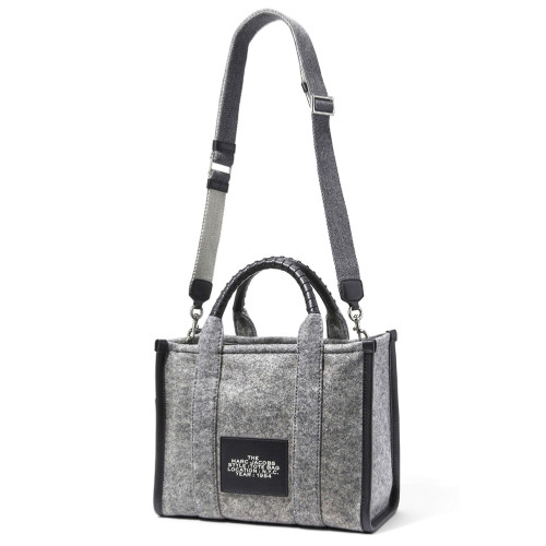 Marc Jacobs The Felt Flannel Medium Tote Bag Heather Grey
