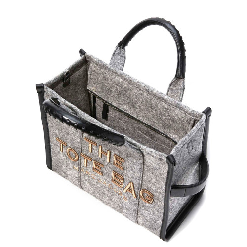 Marc Jacobs The Felt Flannel Medium Tote Bag Heather Grey
