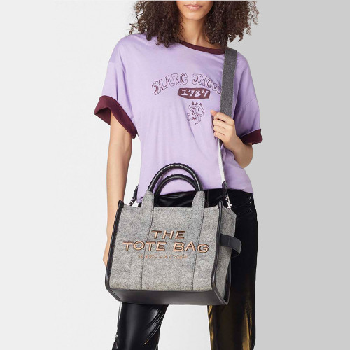 Marc Jacobs The Felt Flannel Medium Tote Bag Heather Grey