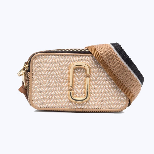 Marc Jacobs The Mixed Media Snapshot Crossbody Bag Beige