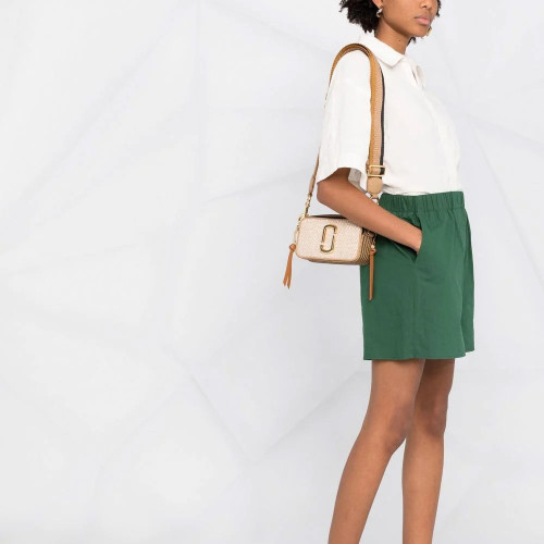 Marc Jacobs The Mixed Media Snapshot Crossbody Bag Beige