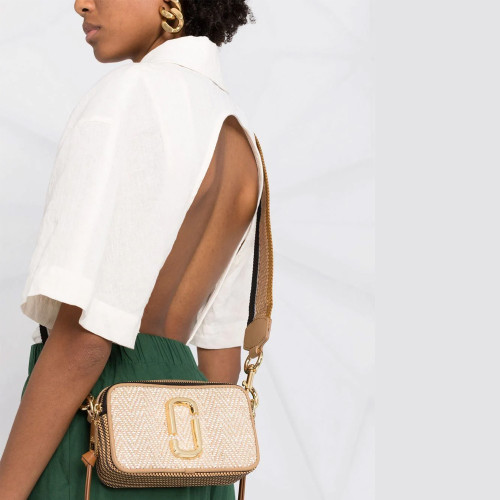 Marc Jacobs The Mixed Media Snapshot Crossbody Bag Beige