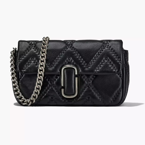 The Quilted Leather J Marc Large Shoulder Bag Black