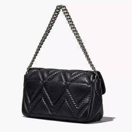 The Quilted Leather J Marc Large Shoulder Bag Black