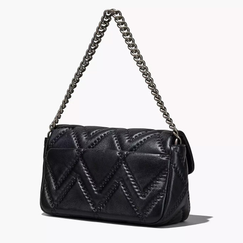The Quilted Leather J Marc Large Shoulder Bag Black