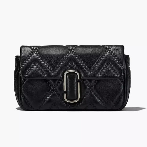 The Quilted Leather J Marc Large Shoulder Bag Black