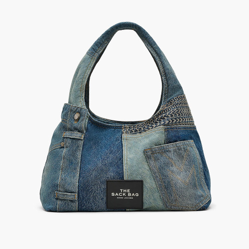 Marc Jacobs The Deconstructed Denim Sack Bag Indigo Multi