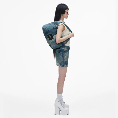 Marc Jacobs The Deconstructed Denim Sack Bag Indigo Multi
