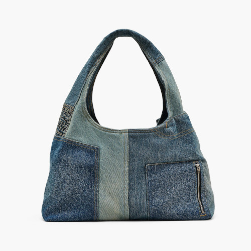 Marc Jacobs The Deconstructed Denim Sack Bag Indigo Multi