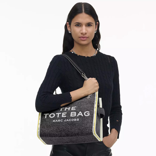 Marc Jacobs The Denim Chain Medium Tote Bag Black Wash