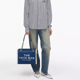 Marc Jacobs The Denim Chain Medium Tote Bag Dark Wash