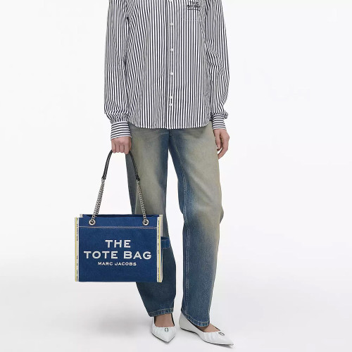 Marc Jacobs The Denim Chain Medium Tote Bag Dark Wash