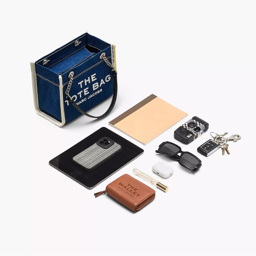 Marc Jacobs The Denim Chain Small Tote Bag Dark Wash