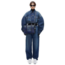 Marc Jacobs The Denim-Printed Leather Medium Tote Bag