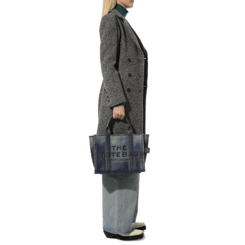 Marc Jacobs The Denim-Printed Leather Medium Tote Bag