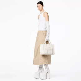 Marc Jacobs The Leather Medium Tote Bag Cotton/Silver