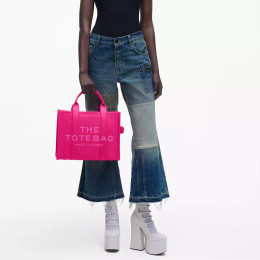Marc Jacobs The Leather Medium Tote Bag Hot Pink
