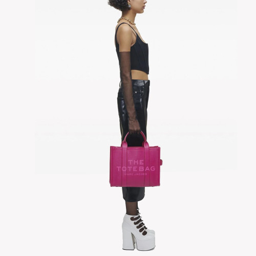 Marc Jacobs The Leather Medium Tote Bag Lipstick Pink