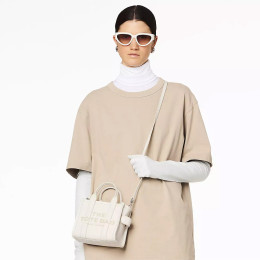 Marc Jacobs The Leather Mini Tote Bag Cotton/Silver