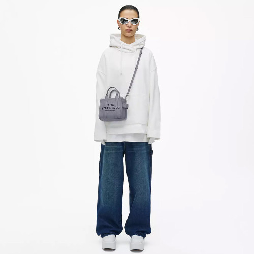 Marc Jacobs The Leather Mini Tote Bag Wolf Grey