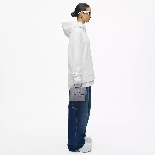 Marc Jacobs The Leather Mini Tote Bag Wolf Grey