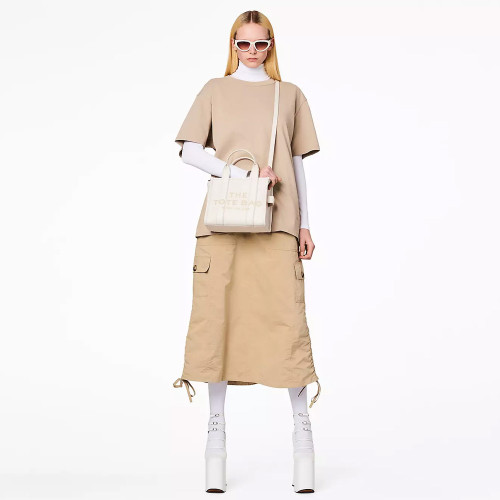 Marc Jacobs The Leather Small Tote Bag Cotton/Silver