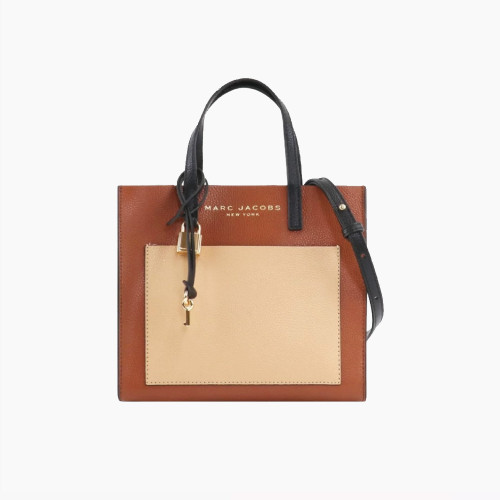 Marc Jacobs The Mini Grind Colorblock Tote Bag Chocolate Truffle