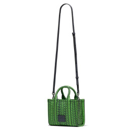 Marc Jacobs The Monogram Leather Crossbody Mini Tote Bag Grey/Fluo Green