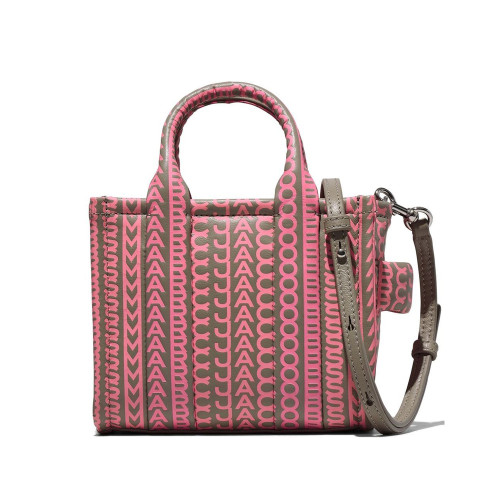 Marc Jacobs The Monogram Leather Crossbody Mini Tote Bag Taupe/Pink