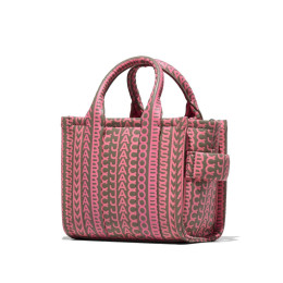 Marc Jacobs The Monogram Leather Crossbody Mini Tote Bag Taupe/Pink