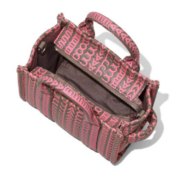 Marc Jacobs The Monogram Leather Crossbody Mini Tote Bag Taupe/Pink