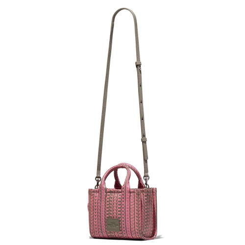 Marc Jacobs The Monogram Leather Crossbody Mini Tote Bag Taupe/Pink