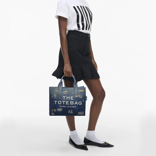 Marc Jacobs The Rip And Repair Denim Medium Tote Bag Punk Indigo