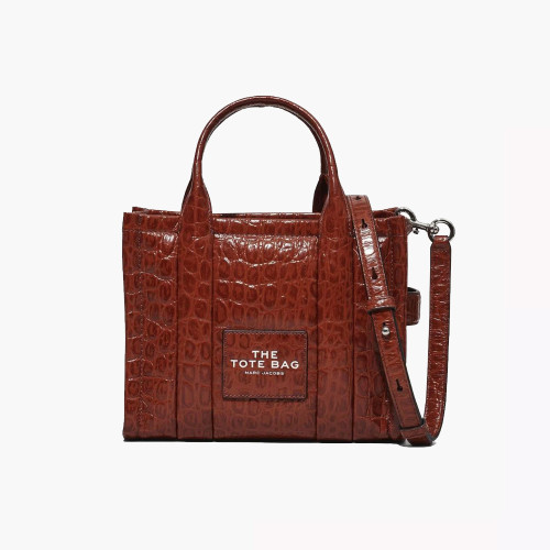 Marc Jacobs The Small Croc-Embossed Tote Bag Spice Brown