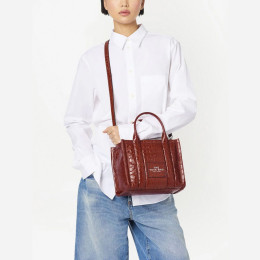 Marc Jacobs The Small Croc-Embossed Tote Bag Spice Brown
