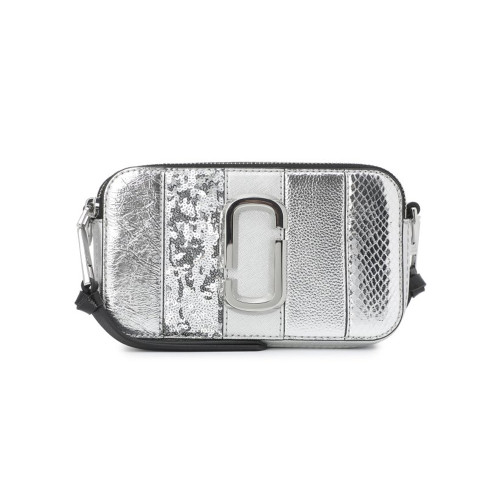 Marc Jacobs The Snapshot Metallic Stripe Silver
