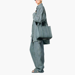 Marc Jacobs The Washed Monogram Medium Tote Bag Sun Faded Denim