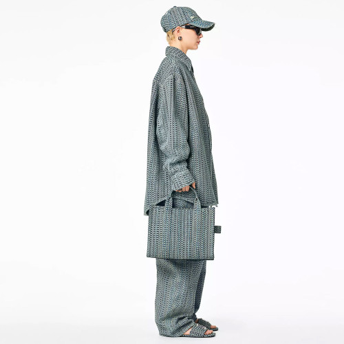 Marc Jacobs The Washed Monogram Medium Tote Bag Sun Faded Denim