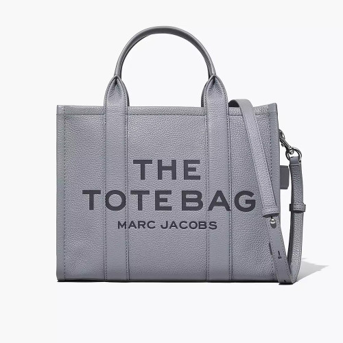 Marc Jacobs The Leather Medium Tote Bag Wolf Grey