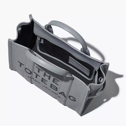 Marc Jacobs The Leather Medium Tote Bag Wolf Grey